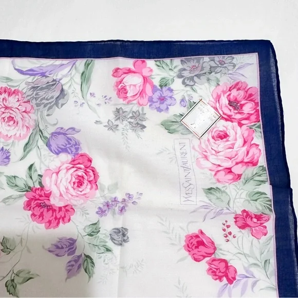 YSL Yves Saint Laurent Floral Handkerchief Scarf - Picture 5 of 5